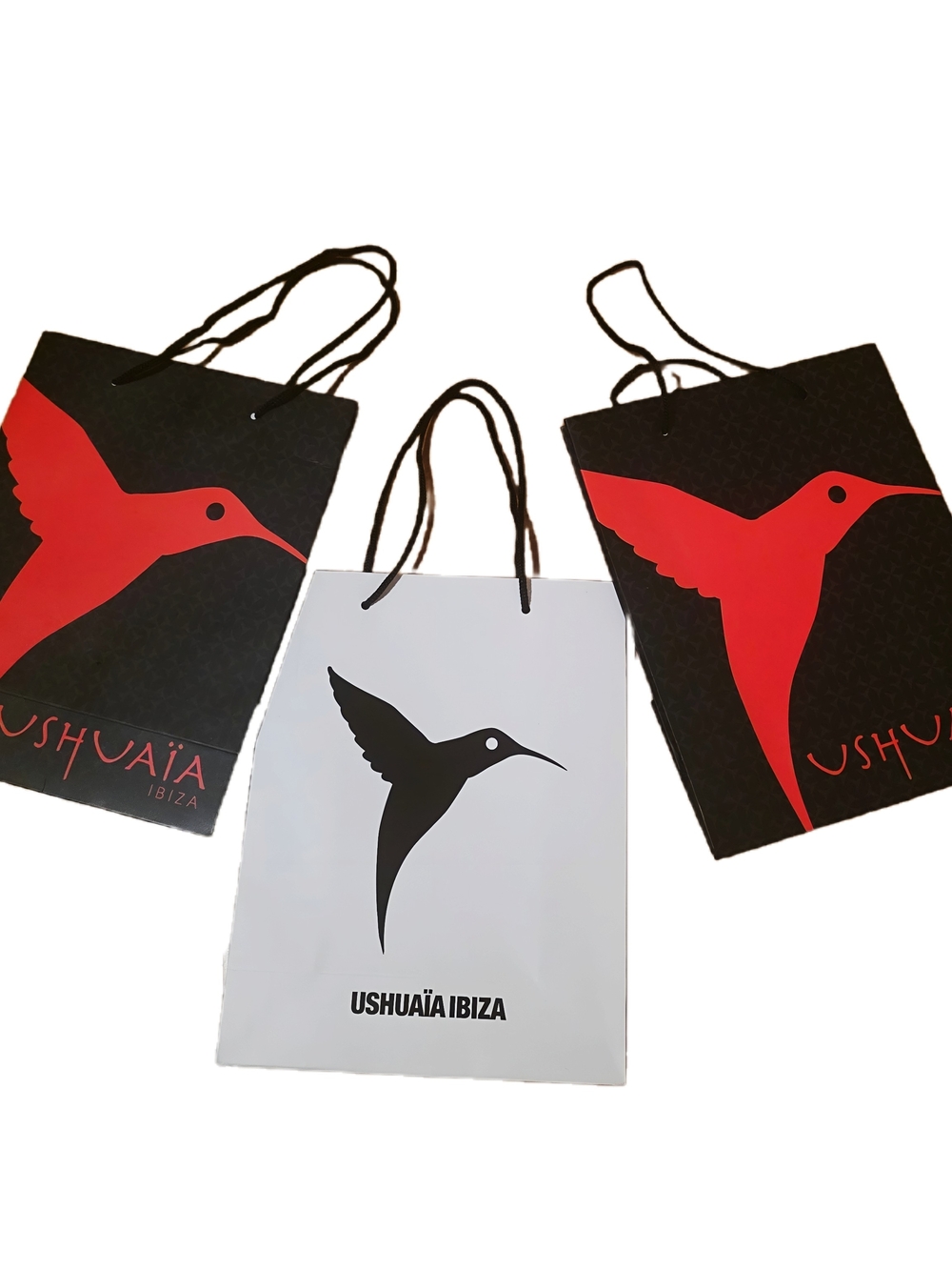 Authentic Ushuaïa Ibiza Shopping/Gift Bag Set – 3 Bags - hummingbird graphic